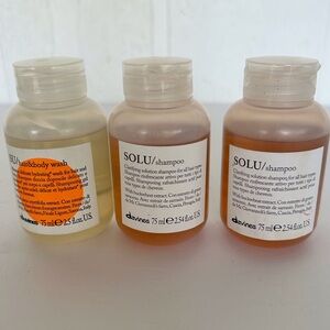 DAVINES SOLU CLARIFYING SHAMPOO BUNDLE SET OF 3 DELUXE TRAVEL SIZE